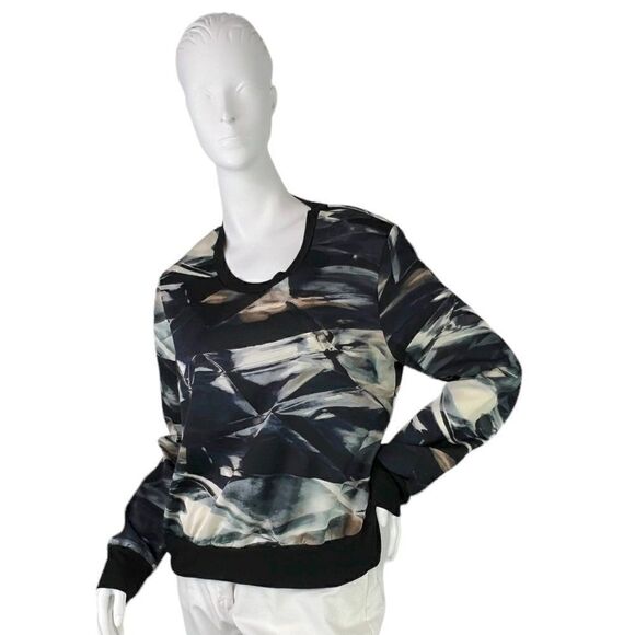 Three Eighty Two Long Sleeve Abstract Watercolor in Blues Top, Size Medium - Picture 1 of 8